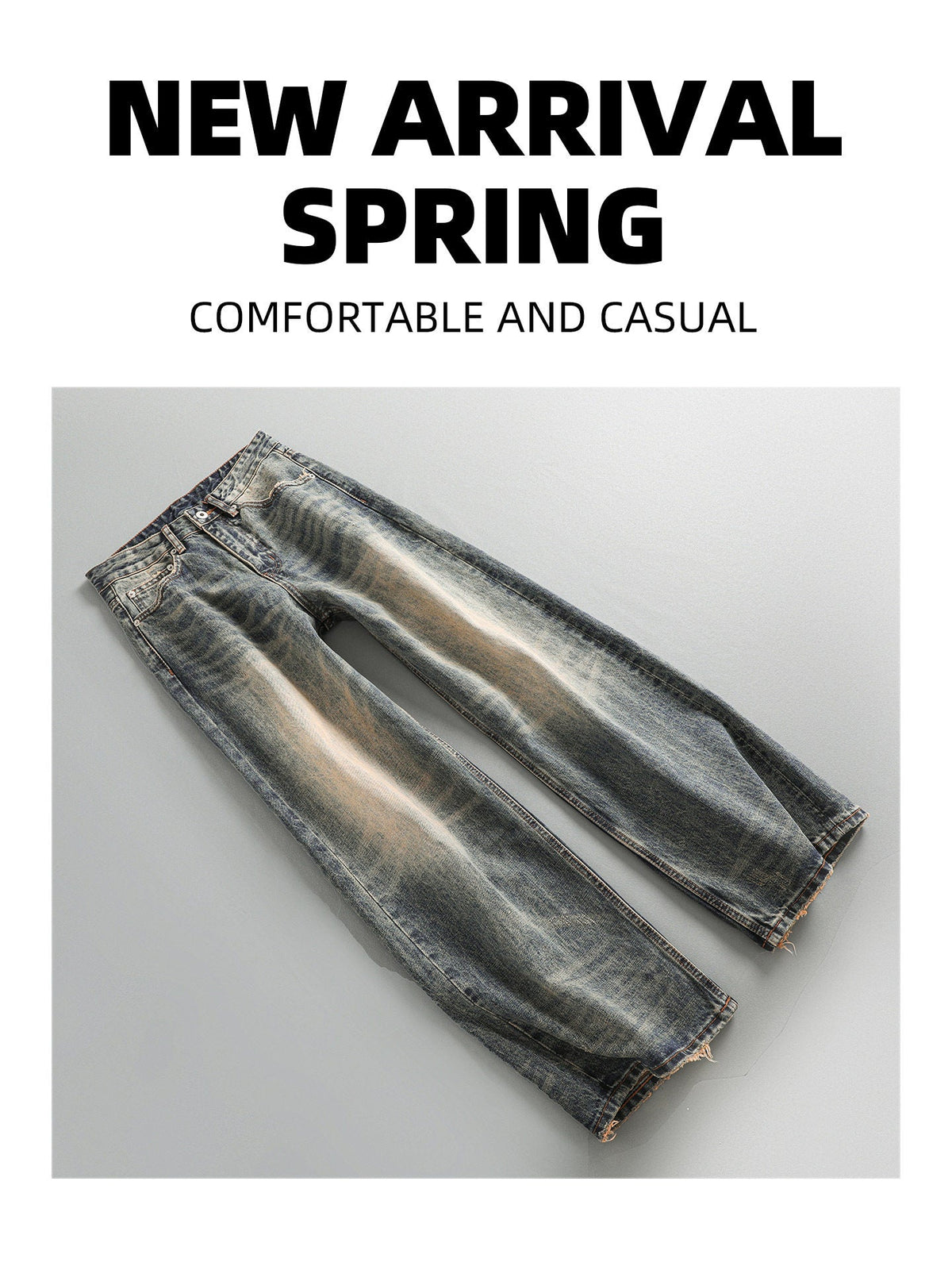 Washed Wide-Leg Straight Jeans – Japanese Vintage Loose Unisex – Pants | japanese streetwear | vintage workwear | unisex | Yamalinclothes