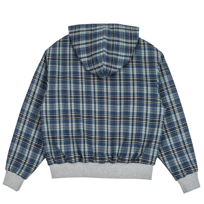 American Vintage Plaid Hooded Cardigan – Oversized Unisex Cotton Sweatshirt Jacket