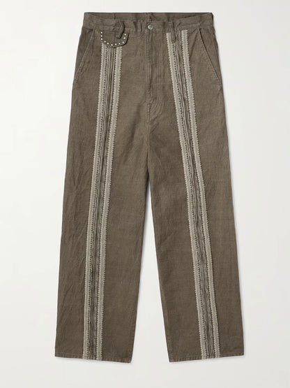 Independent kapital Kazuhiro Hirata style 25SS vertical stripe splicing retro casual loose trousers