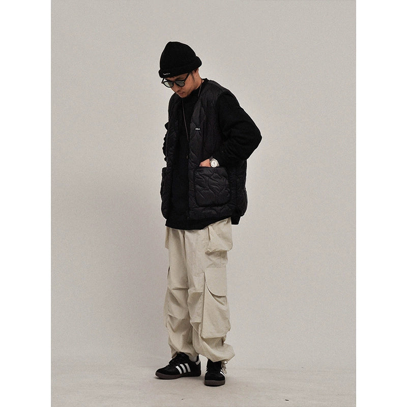 Quilting! Layering! In winter, Japanese lightweight outdoor liner cotton vest light and thin thermal vest jacket for men