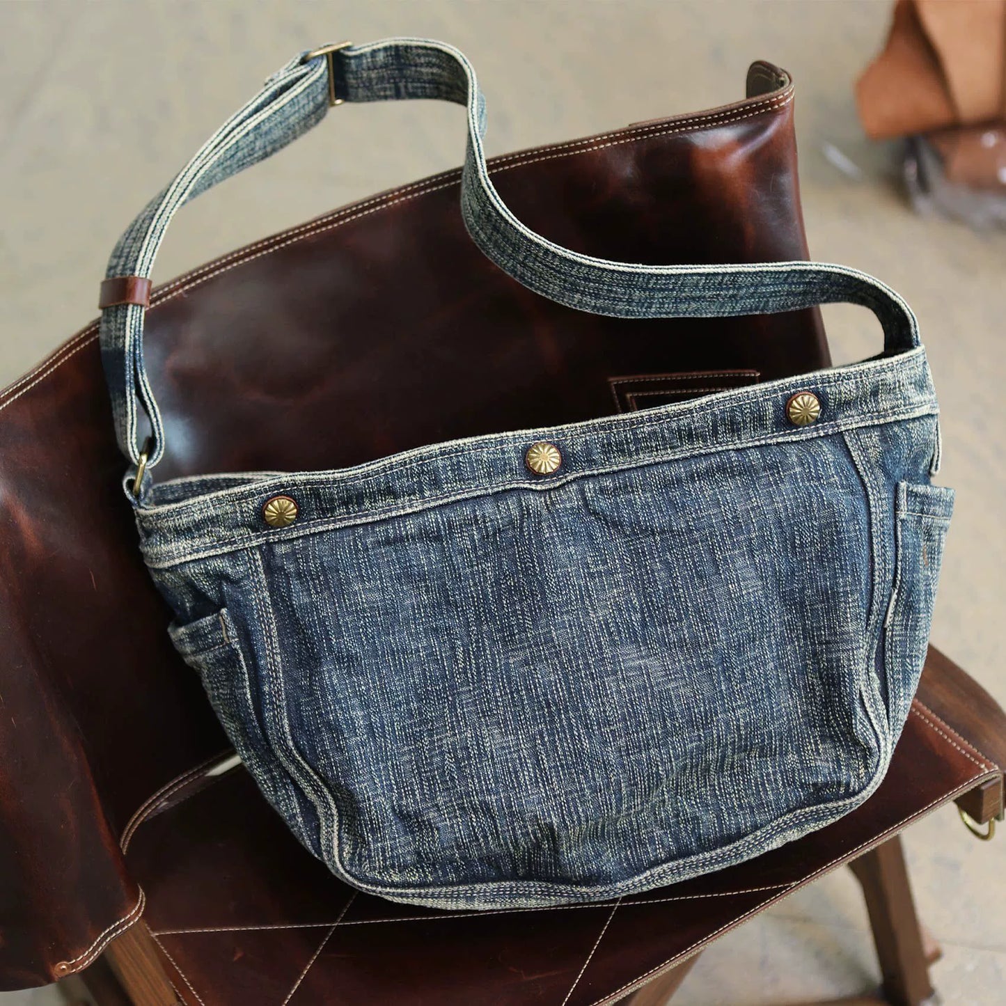 leather goods handmade classic vintage heavyweight large hand-twisted yarn newswear children's bag crossbody single shoulder bag for men and women, 8567 – Japanese vintage | yamalin clothes | Yamalinclothes