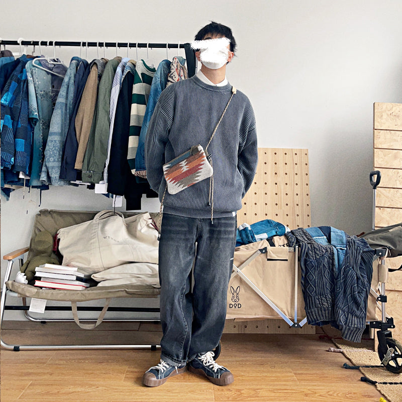 Indianavajo genuine cowhide envelope bag, double-layered deconstructed shoulder strap, satchel, small bag