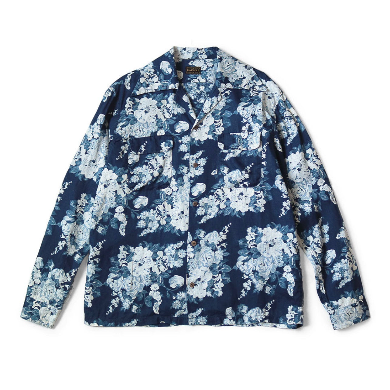 Japanese casual disconnect blue flower breasted loose long-sleeved shirt jacket