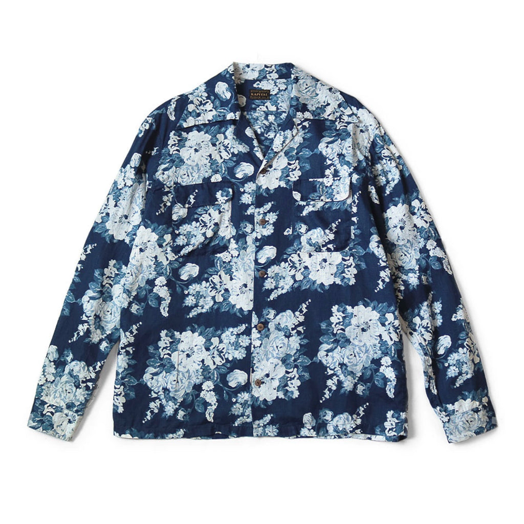 Japanese casual disconnect blue flower breasted loose long-sleeved shirt jacket