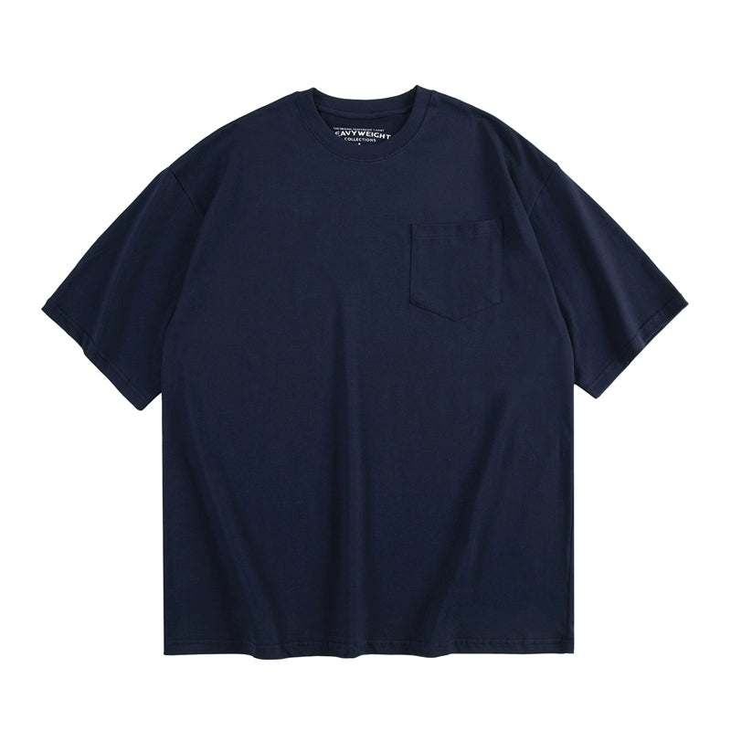 Japanese tooling heavy small collar short sleeve men pure cotton fashion brand pocket T-shirt