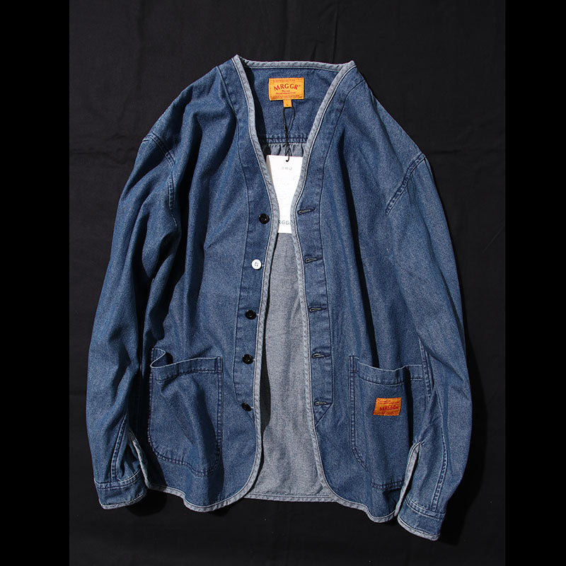 Japanese single foreign trade Japanese street Ami Kaji retro youth men's denim jacket autumn thin cotton jacket