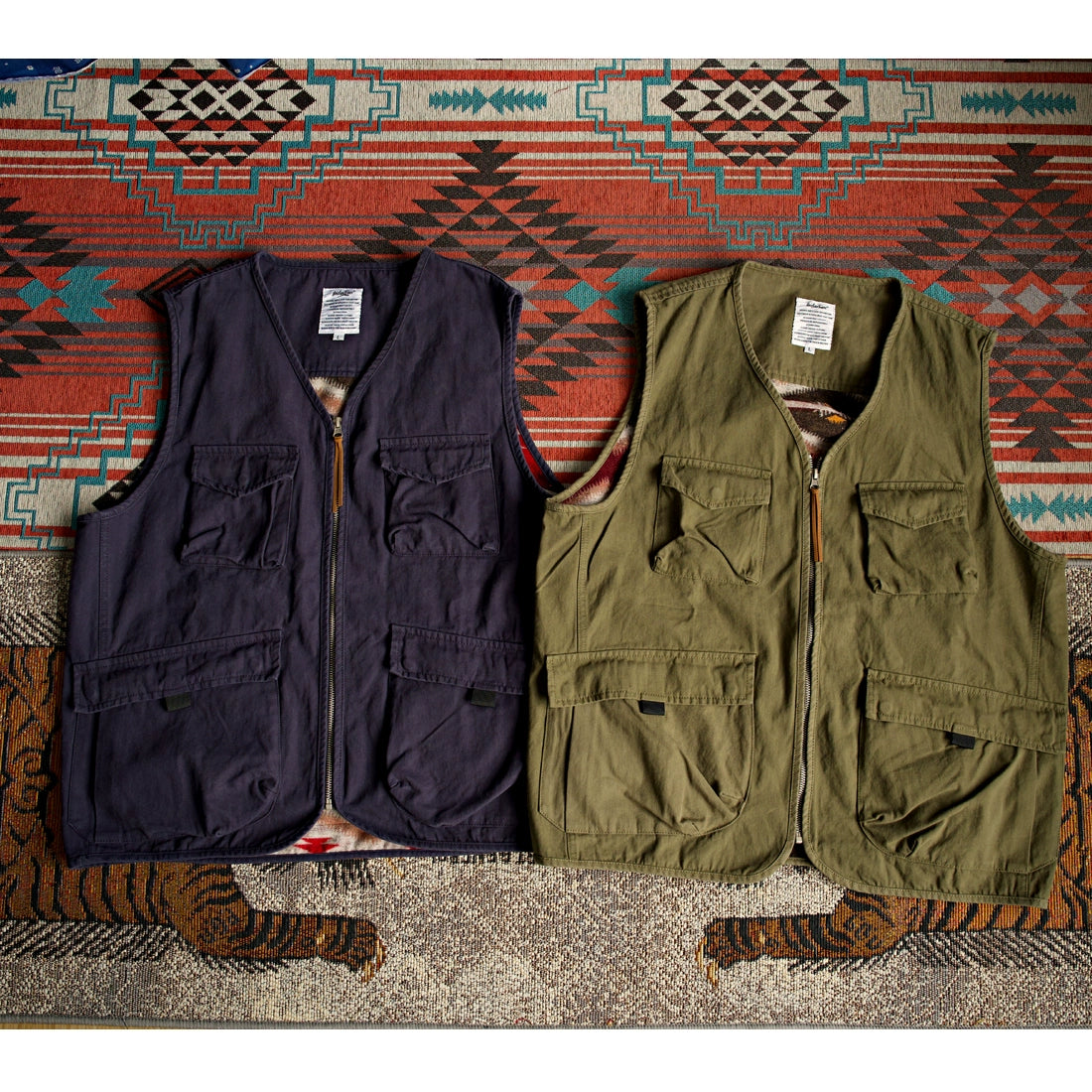 23 A/W vintage ethnic style multi-pocket military style vest young men and women Japanese loose and versatile vest jacket