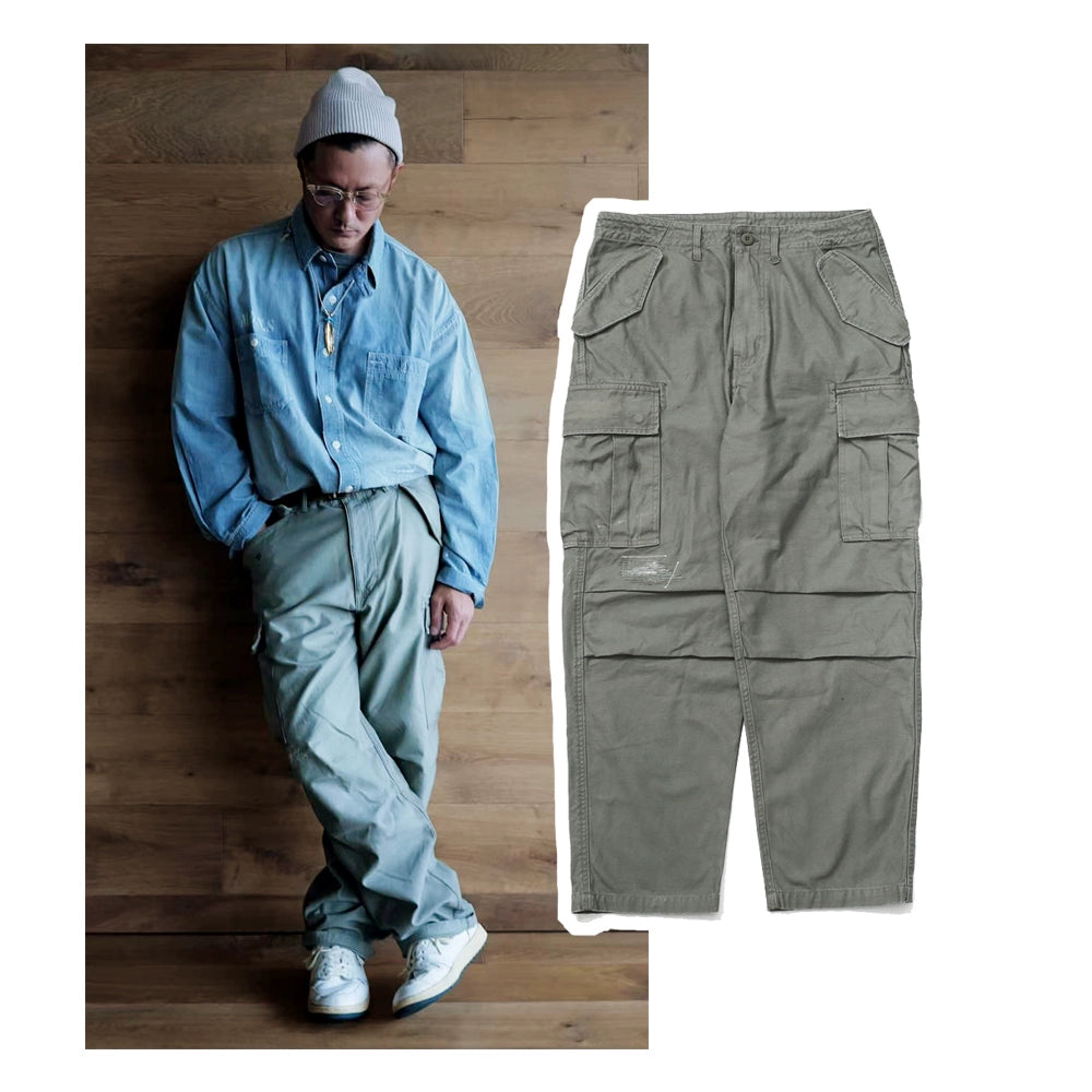 Old washed frock pants loose straight patch casual pants