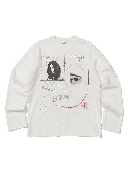 Graphic Print Oversized Long-Sleeve T-Shirt – Unisex Cotton Blend Base Layer Top
