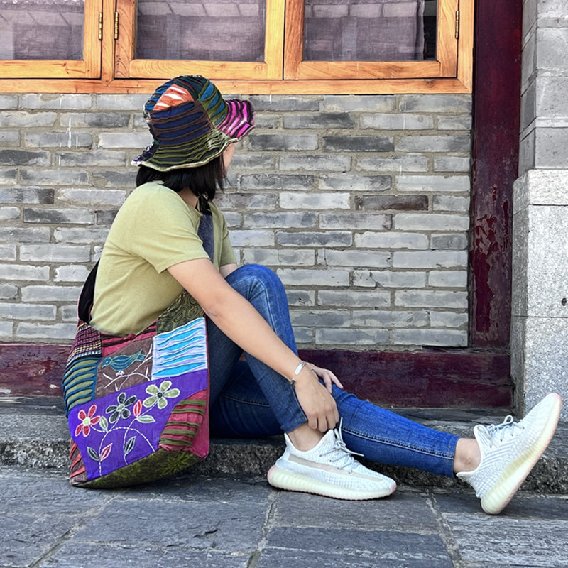 Nepal Indian washed cotton bag, old style, hippie shoulder bag for men and women