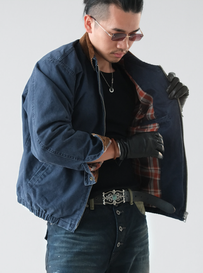 Washed Cotton Jacket – Contrast Corduroy Collar | Yamalinclothes