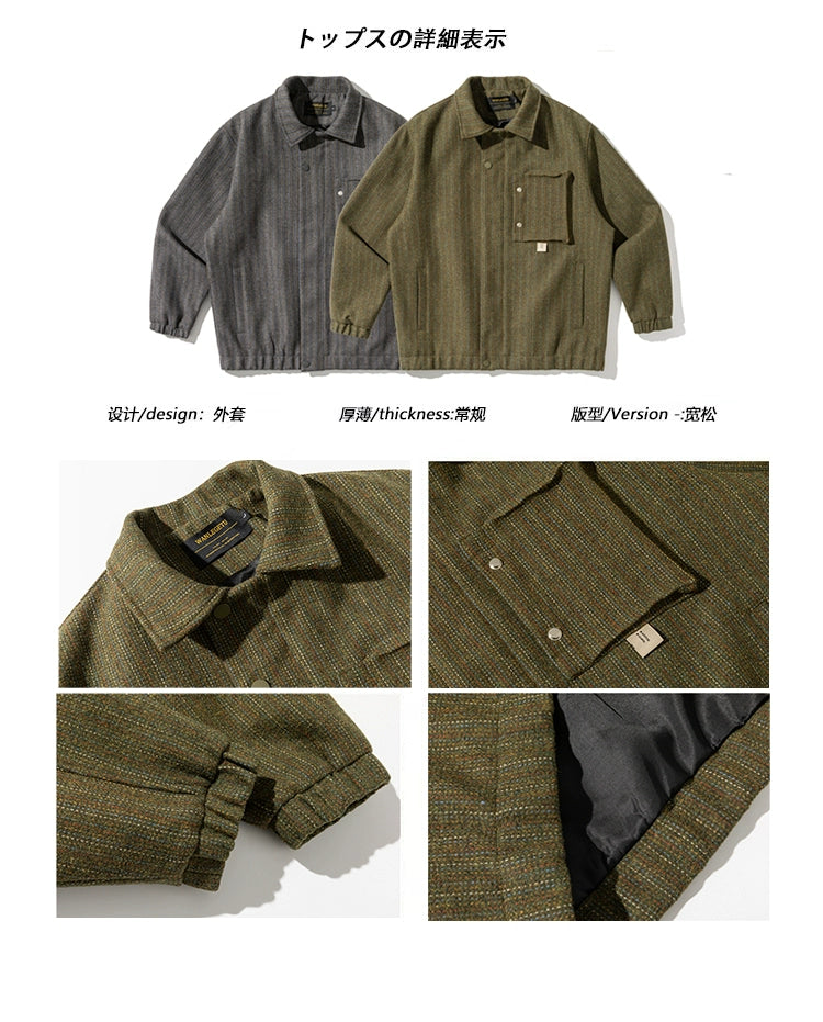 Japanese Retro Weave Cargo Jacket – Textured Spring-Style (Unisex)