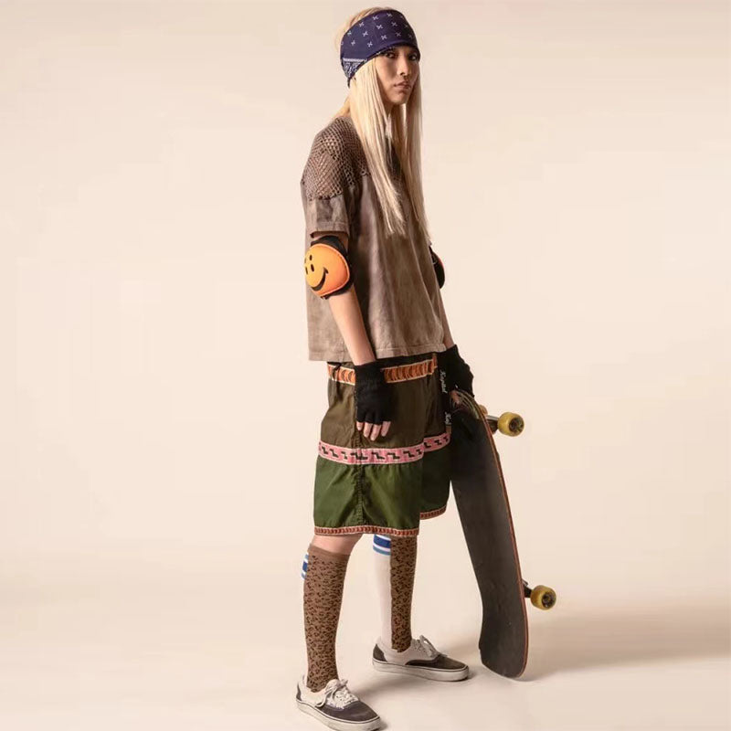 tiger pattern color matching pure cotton breathable loose men's and women's casual shorts