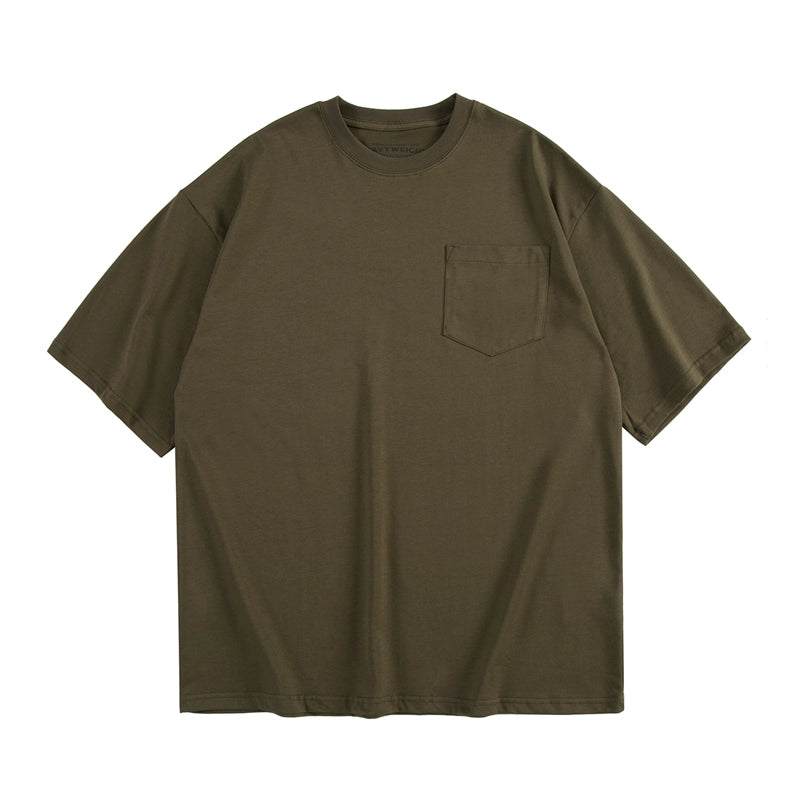 Japanese tooling heavy small collar short sleeve men pure cotton fashion brand pocket T-shirt