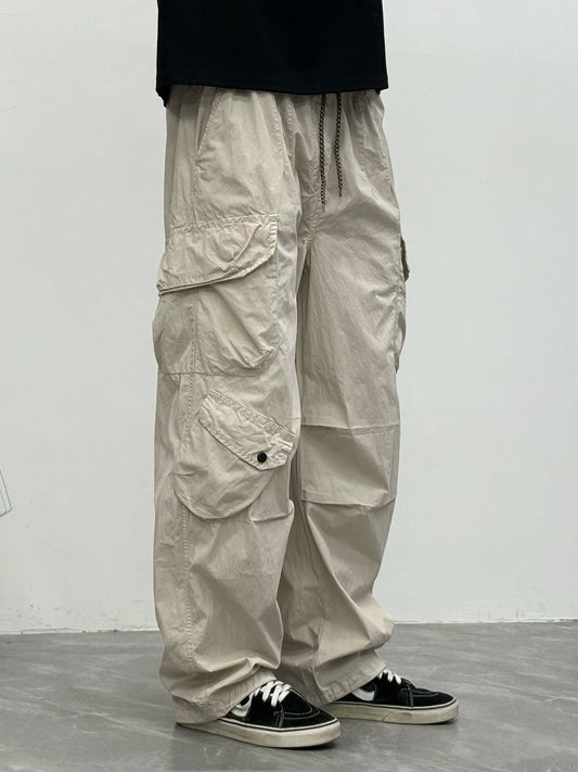 Japanese Multi-Pocket Cargo Work Pants – Men's Loose Straight-Leg Jogger