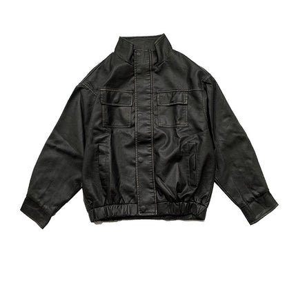 Lamb Fur Leather Jacket – Japanese Vintage Oversized Unisex