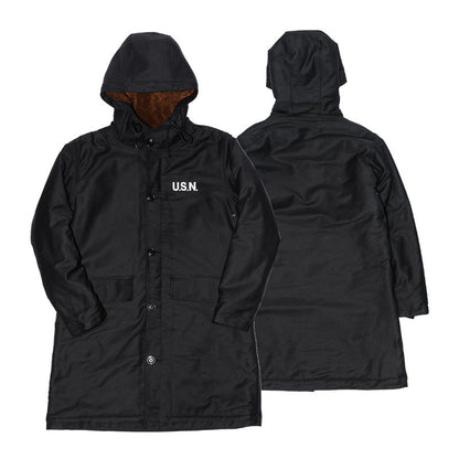 Heavy Wool Hooded Deck Parka – Long Padded Military-Style Jacket