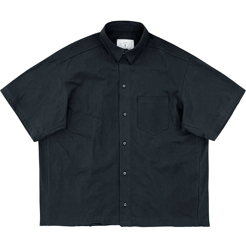 Original men's retro fringe lapel casual loose knit short sleeve shirt