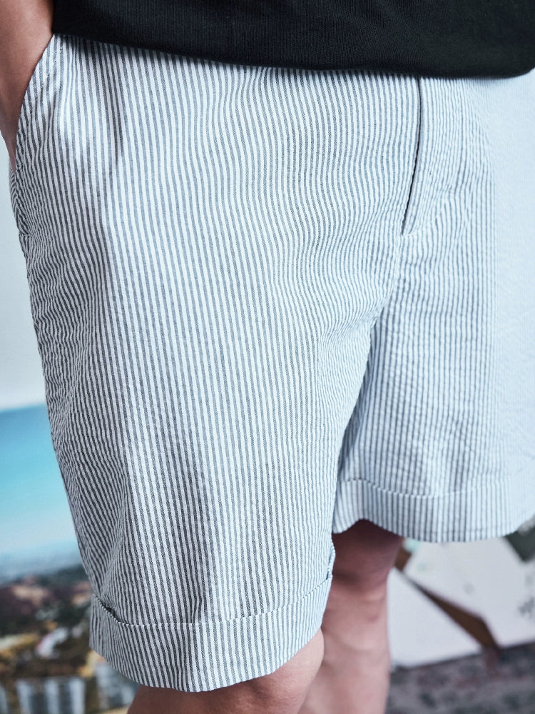 seersucker shorts, trousers, casual stripes, summer youth, ivy and ivy shapes are versatile