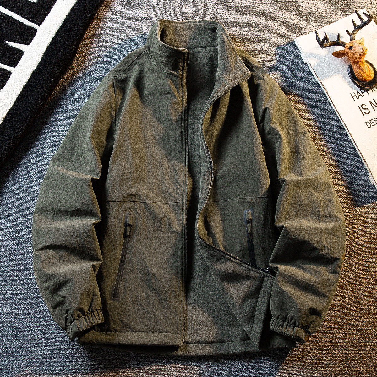 Fleece Thickened Reversible Stand Collar Jacket – Warm Unisex Autumn Winter