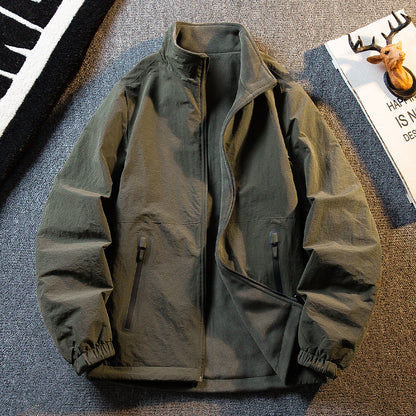 Fleece Thickened Reversible Stand Collar Jacket – Warm Unisex Autumn Winter