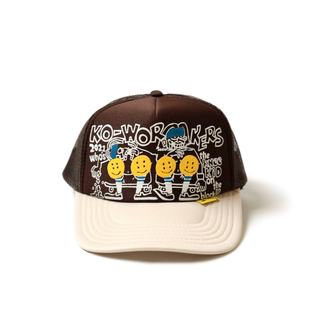 two-color graffiti print smiley face stitching adjustable cap baseball cap