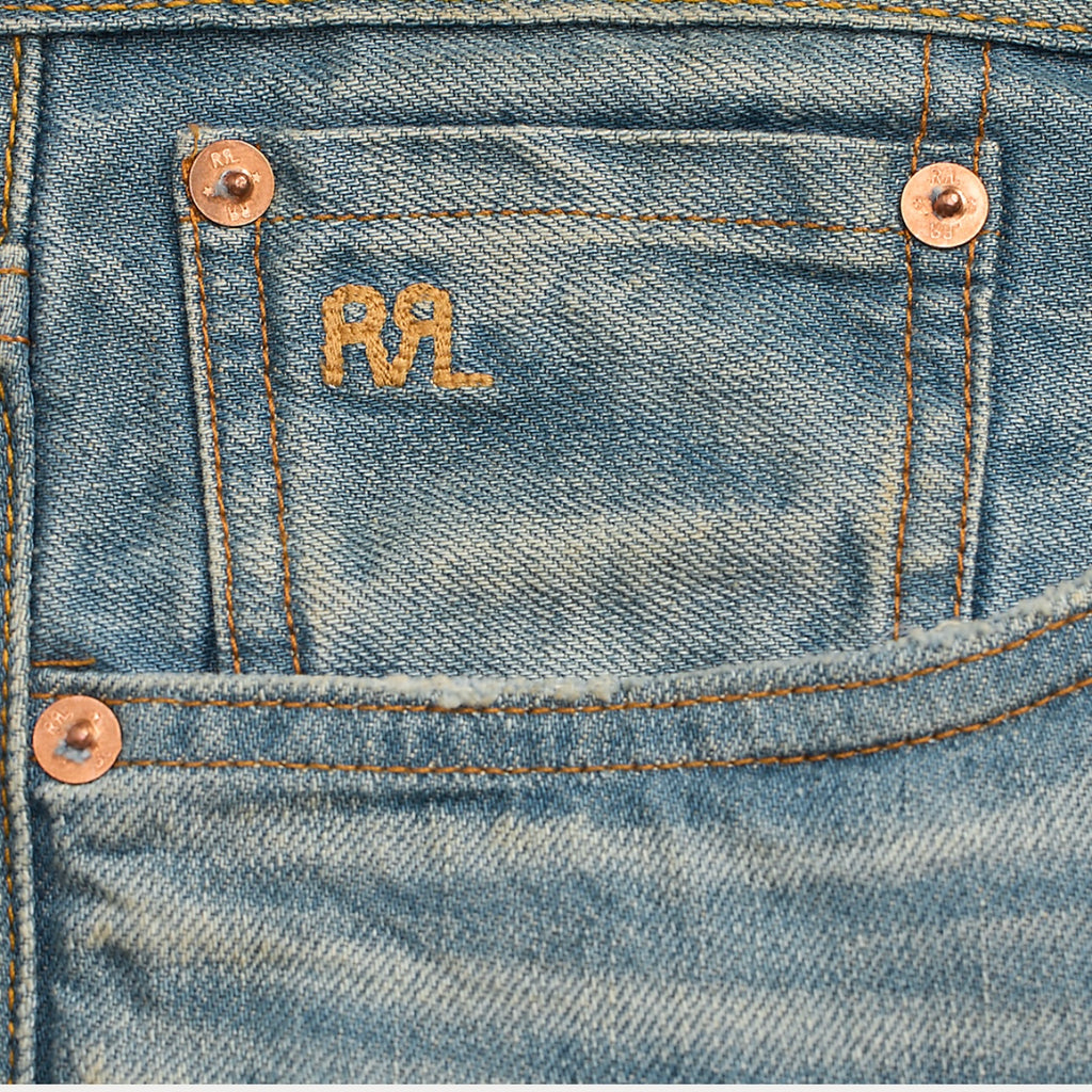 25SS Double R Japanese casual distressed vintage destruction embroidery reshuffled ripped straight-leg denim trousers