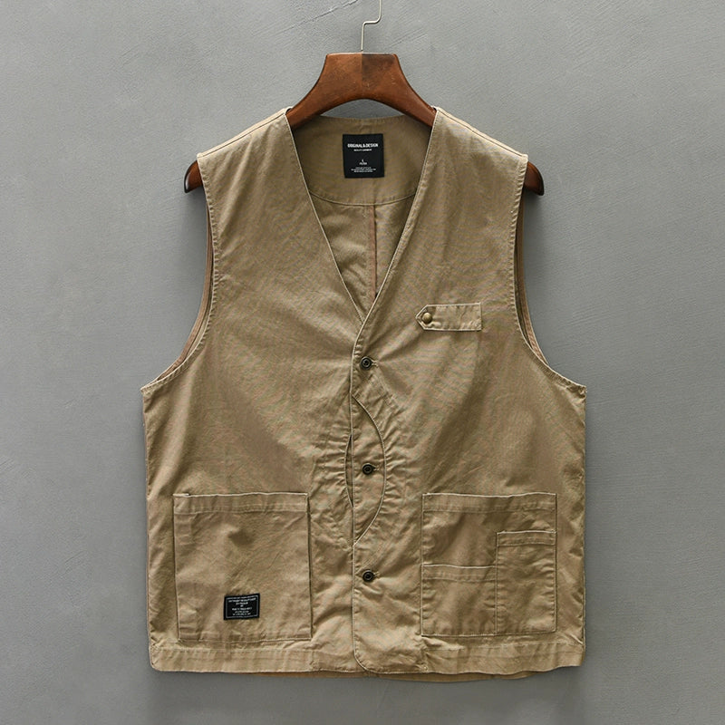 High-quality cotton overalls vest men's spring and summer thin trendy casual loose large size sleeveless vest shoulder horse clip