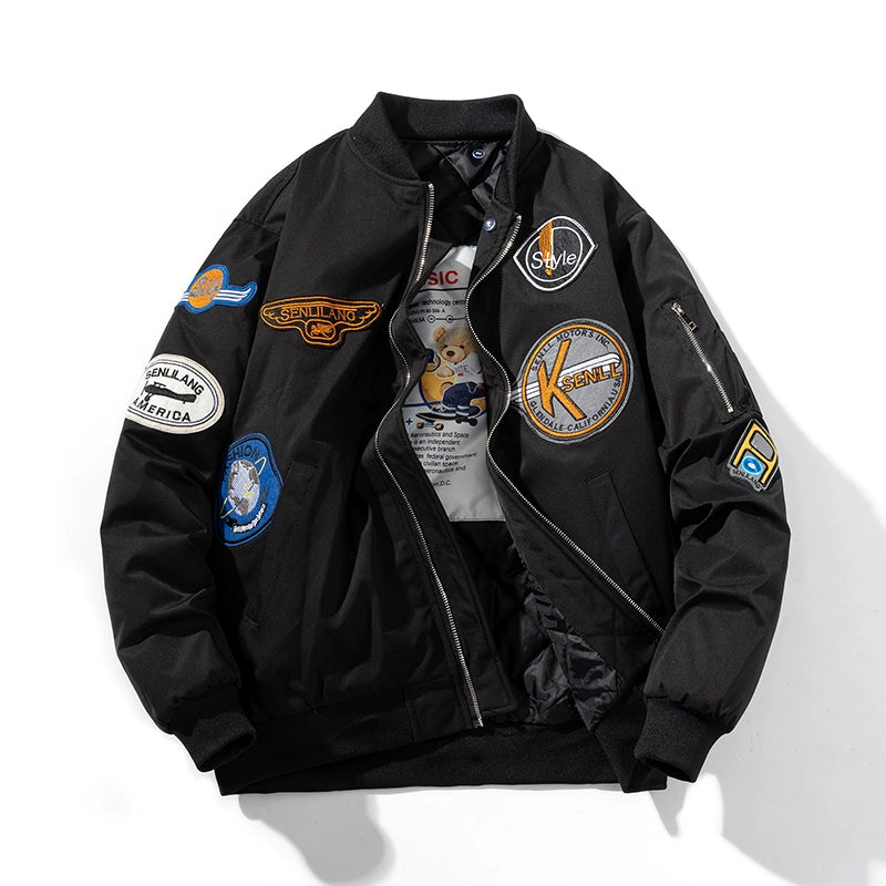 Retro Locomotive Bomber Jacket – Thickened Baseball Style (Unisex)