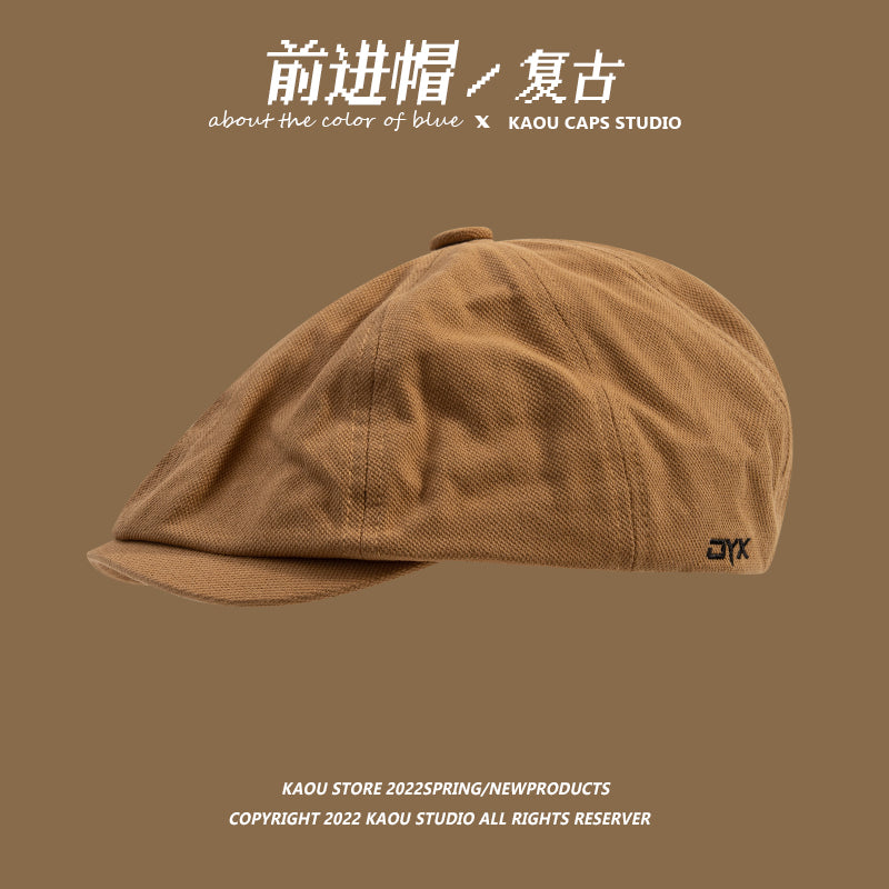 Japanese retro forward hat front and back can wear peaked hat, men's khaki newsboy hat, hipster beret female painter hat