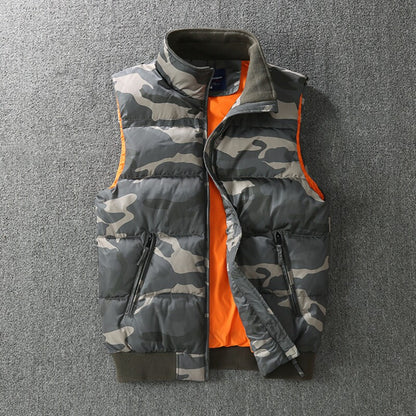 Camouflage Padded Down Vest – Thickened Warm Sleeveless Workwear Unisex – Vests | japanese streetwear | vintage workwear | unisex | Yamalinclothes