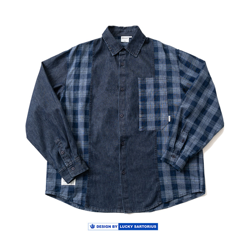 Japanese plaid denim long-sleeved shirt shirt jacket