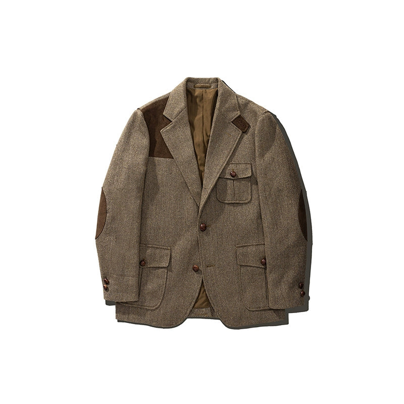 hunting jacket Japanese vintage herringbone single-breasted casual suit casual wear autumn and winter ivy suit