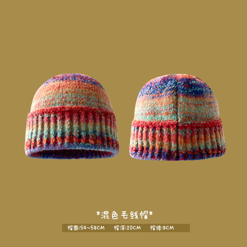 Japanese designer joint retro knitted wool hat warm plush fisherman hat