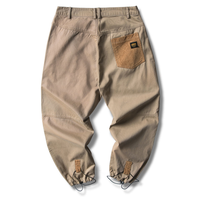 Japanese retro corduroy pocket stitching feet casual pants cotton cloth pants men's trend