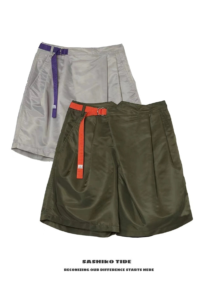 Japanese two-tone nylon waterproof webbing adjusts loose casual shorts