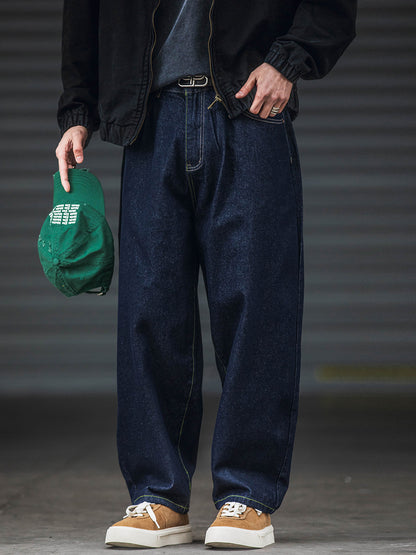 American Retro Navy Jeans – Loose Fit Drawstring Harem Wide-Leg Pants for Men – Japanese vintage | yamalin clothes | Yamalinclothes