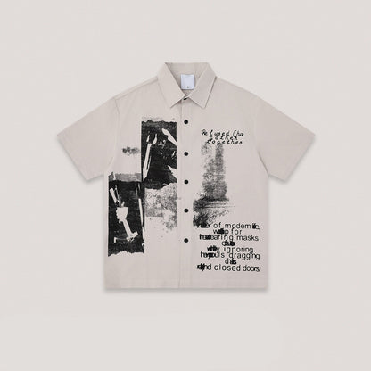 American Vintage Print Short Sleeve Shirt – Loose Unisex Streetwear