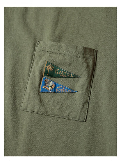 26SS Japanese Artisan India Cotton Pennant Embroidered Short Sleeve T-Shirt | Japanese vintage | yamalin clothes | Yamalinclothes