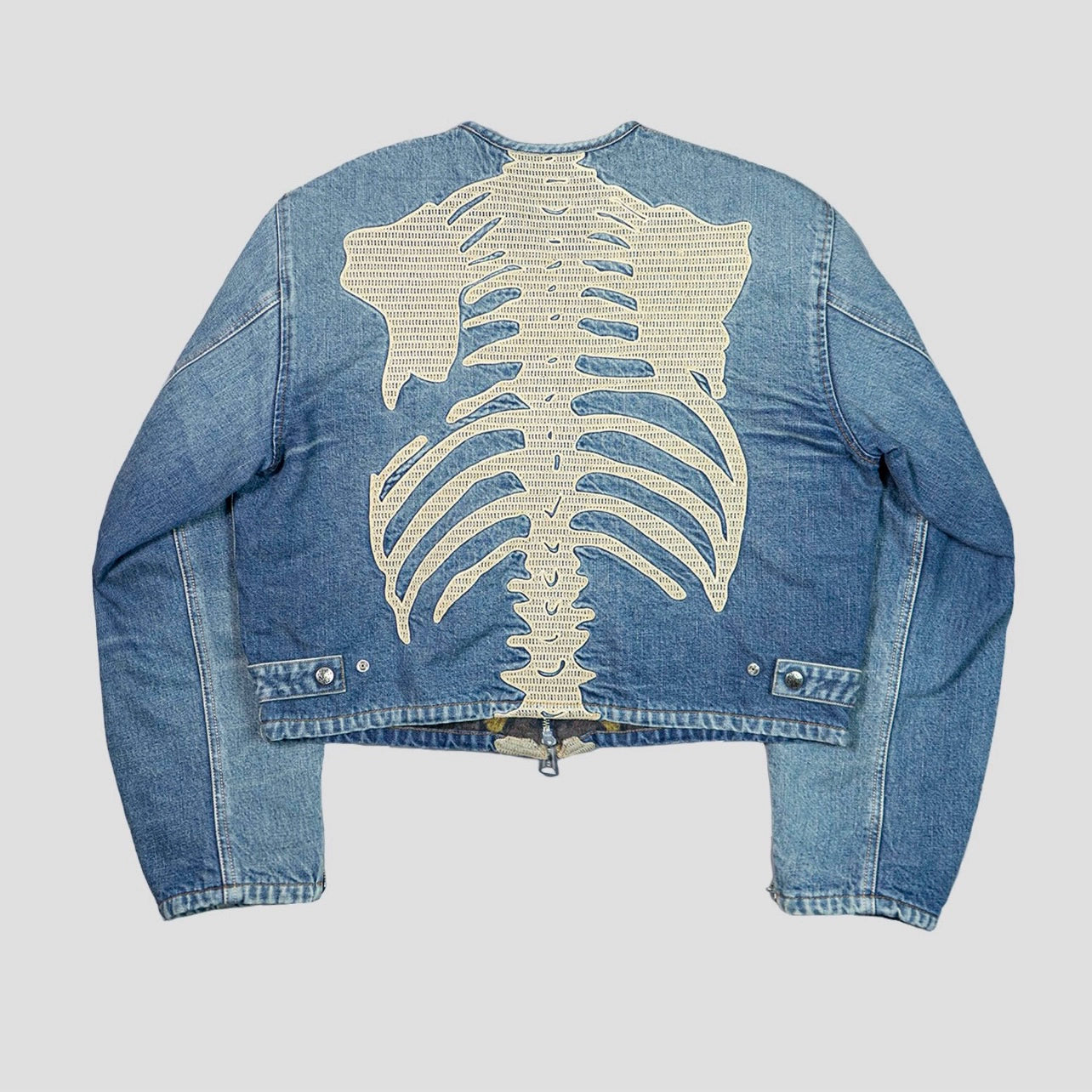 reversible denim denim heavy industry bone-embroidered loose jacket jacket