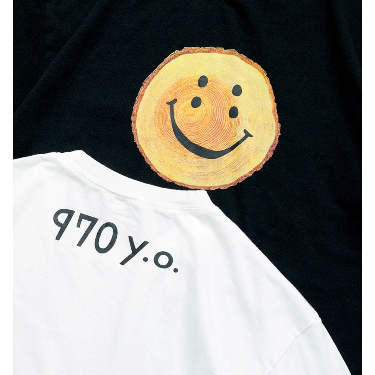 Japanese casual tenzhu cotton loose crew neck smiley face print short sleeve T-shirt