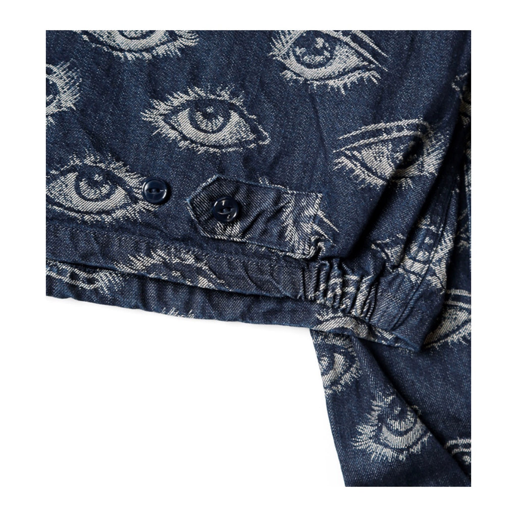 Japanese casual eye-embroidered denim retro lapel long-sleeved jacket