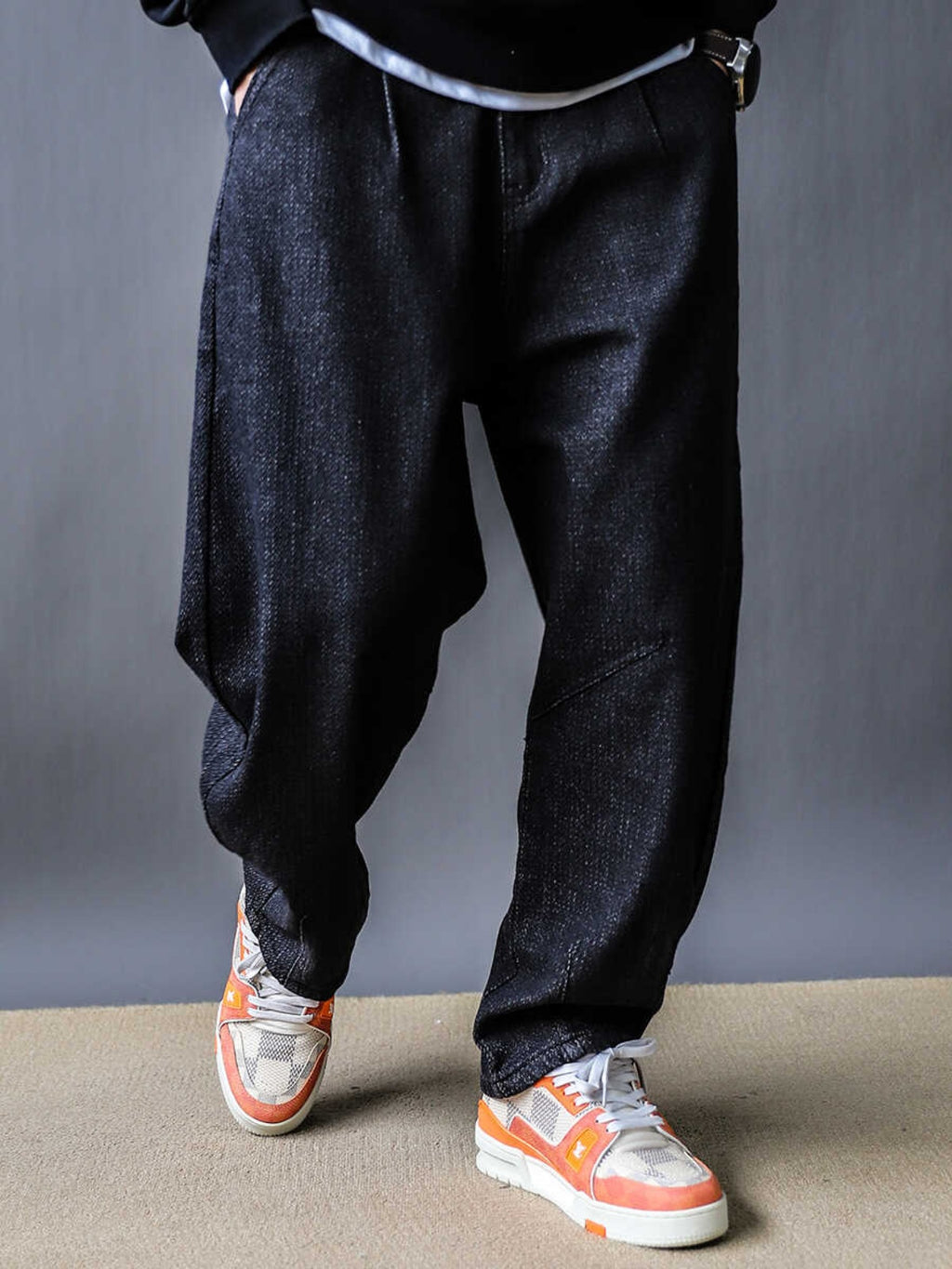 Black Jeans Men's 2024 New Spring Thin High Street Loose Fried Street Handsome Straight Leg Casual Long Pants