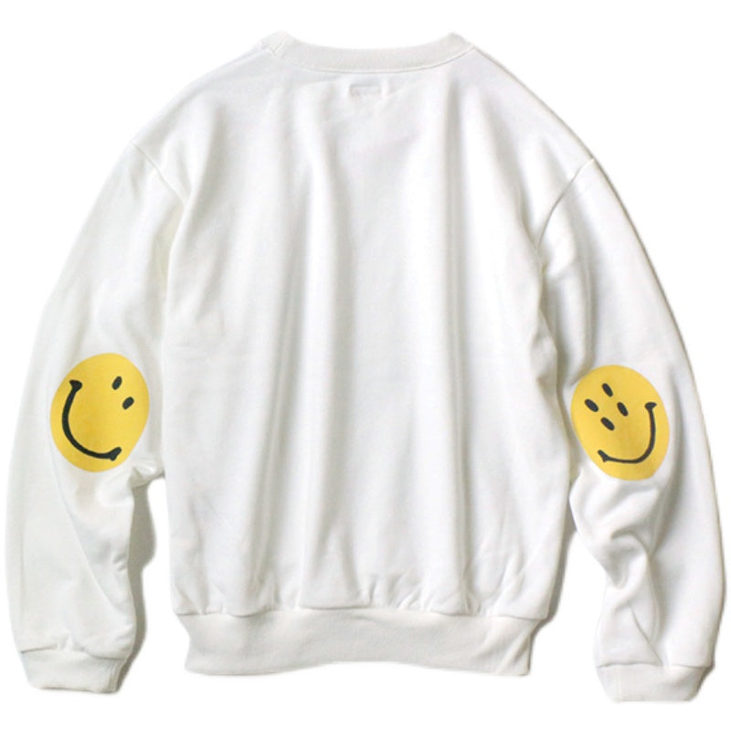 Japanese loose casual smiley face print long sleeve sweater ins tide