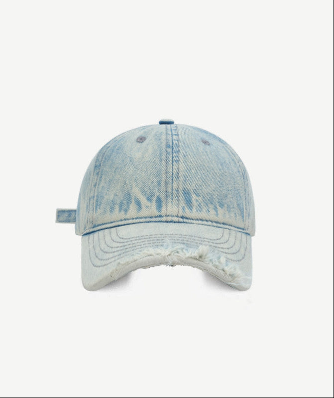 Washed Distressed Denim Baseball Cap – Curved Brim Adjustable Unisex