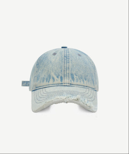 Washed Distressed Denim Baseball Cap – Curved Brim Adjustable Unisex