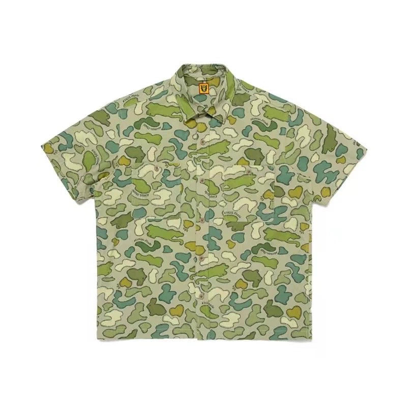 Japanese summer full print short sleeve shirt thin loose casual Hawaiian style