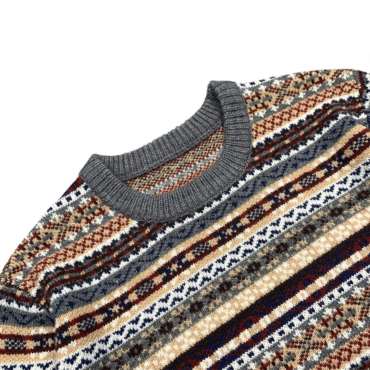 American vintagejacquard knit ethnic style pullover sweater
