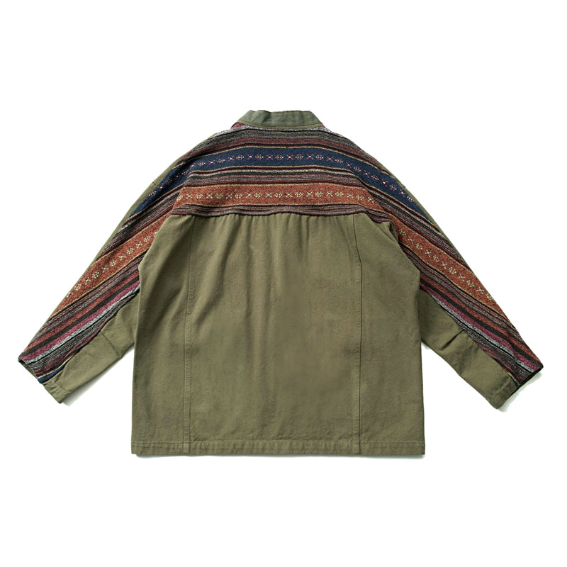 Japanese retro Aramco Kaji ethnic style spliced robe jacket for men and women loose distressed washed cargo jacket tide