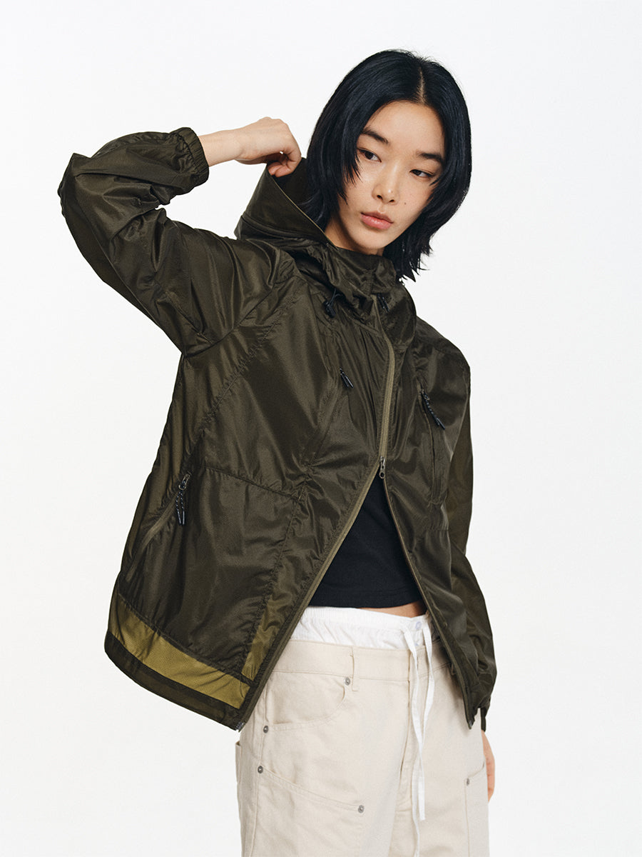 Japan imported paper-like fiber dark grain uv sunscreen hooded four-warehouse sunscreen suit